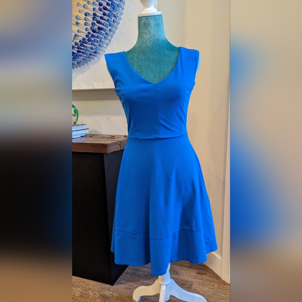 Bright blue knee length dress